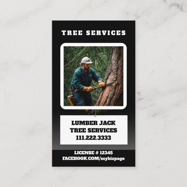 *~* Treppendienste Lumber Jack Man QR Forest Visitenkarte (Vorderseite)