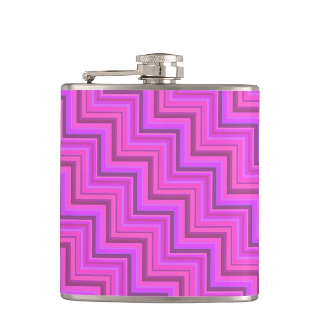 Treppenmuster aus rosa Streifen Flachmann (Vorderseite)