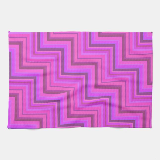 Treppenmuster aus rosa Streifen Geschirrtuch (Horizontal)