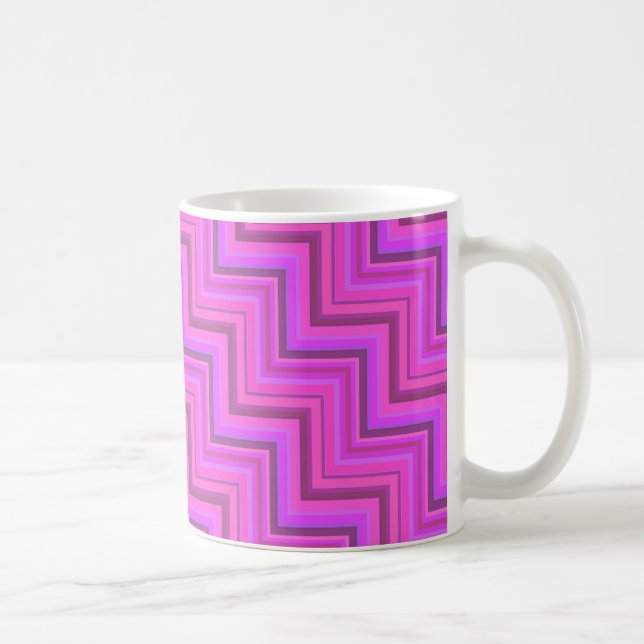 Treppenmuster aus rosa Streifen Kaffeetasse (Rechts)