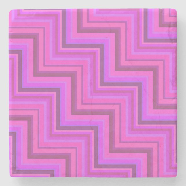 Treppenmuster aus rosa Streifen Steinuntersetzer (Vorderseite)