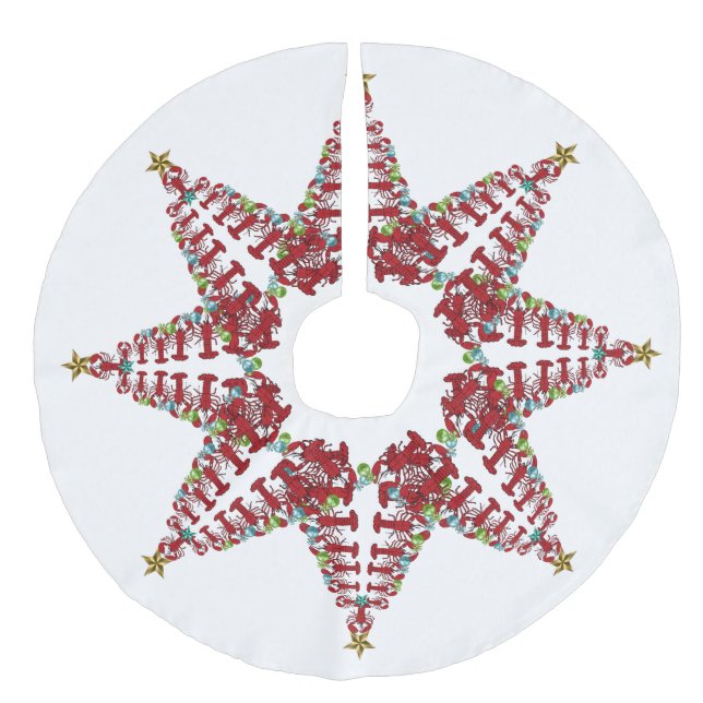 Treppenrock Niedlicher Hummer Wasserstrand Leinenimitat Weihnachtsbaumdecke (Vorderseite)