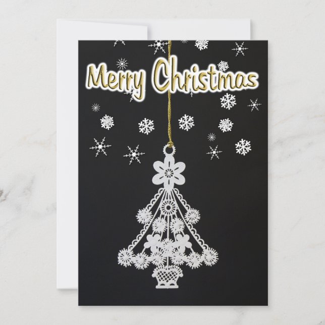 Treppenschmuck und Schneeflocken Einladung (Vorderseite)