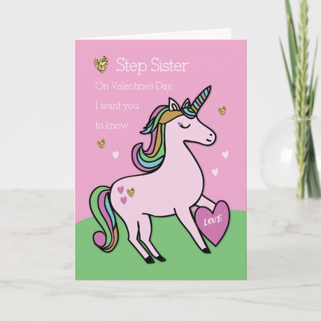 Treppensieger Magical Unicorn Valentinstag Karte (Vorderseite)