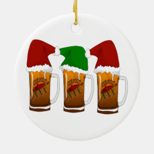 Tres Amigos Christmas Cerveza Keramik Ornament