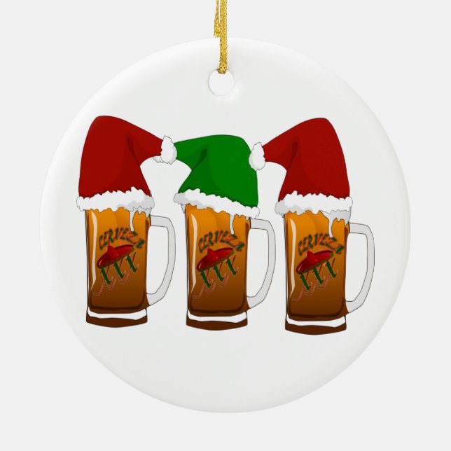 Tres Amigos Christmas Cerveza Keramik Ornament (Hinten)
