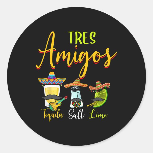 Tres Amigos Tequila Limones Malcantone Runder Aufkleber (Vorderseite)