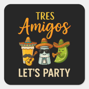 Tres Amigos Tequila Salz Limette Cinco De Mayo Quadratischer Aufkleber
