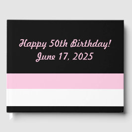 Très Chic Black, White und Pink Streifen Gästebuch