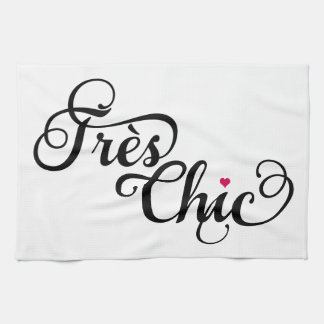 Très Chic, französische Wortkunst, Textentwurf mit Küchentuch