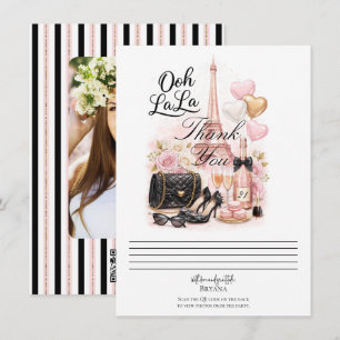 Très Chic in der Stadt Pink Paris Dankeschön-Karte Einladung