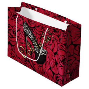 Tres Chic Rouge Fleurs Große Geschenktüte