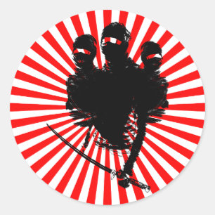 tres ninjas. runder aufkleber