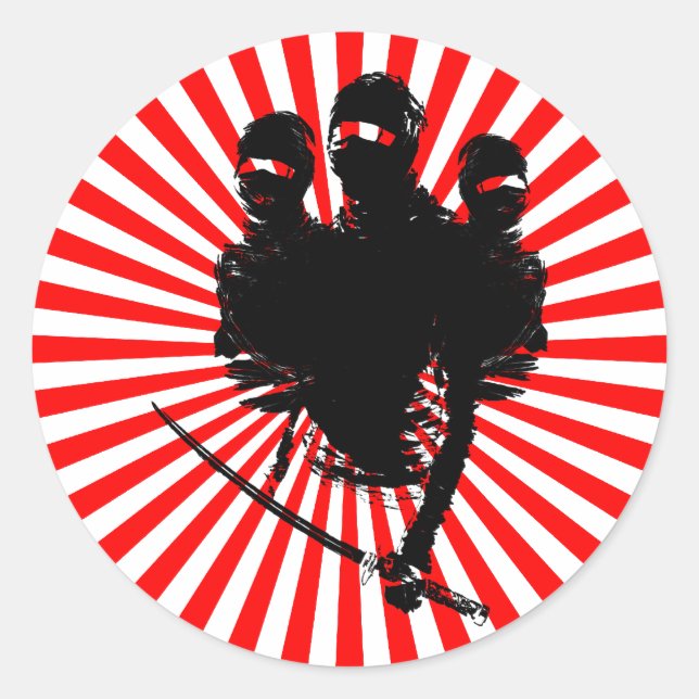tres ninjas. runder aufkleber (Vorderseite)