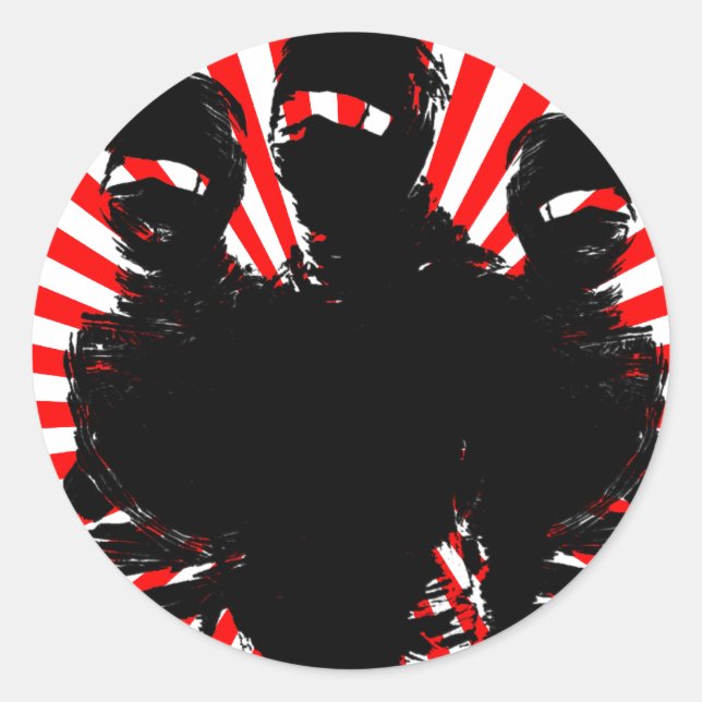 tres ninjas. runder aufkleber (Vorderseite)