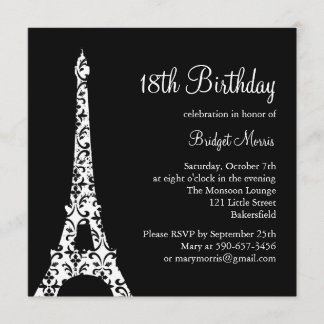 Tres Paris Geburtstags-Einladung (Schwarzes) Einladung
