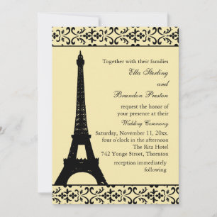 Tres Paris Wedding Einladung (gelb)
