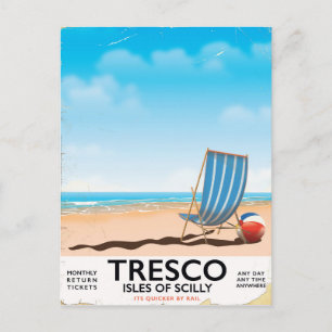 Tresco Isles of Scilly Vintage-Zugposter Postkarte