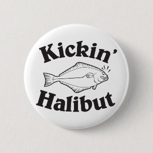 Treten des Heilbutts Button