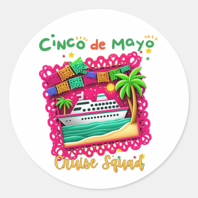Treten Sie dem Fiesta Cinco de Mayo Cruise Squad b Runder Aufkleber (Vorderseite)