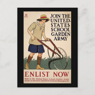 Treten Sie der United States School Garden Army be Postkarte