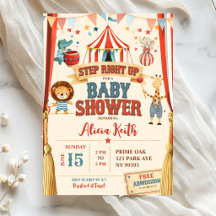 Treten Sie direkt ein Zirkus-Baby-Shower-Einladung
