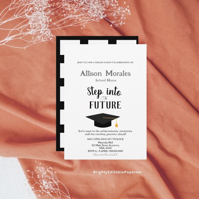 Treten Sie ein in den Future Simple Classic Abschl Einladung (Personalize your journey with our classic graduation invitation.)