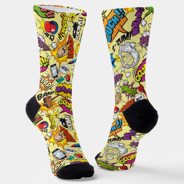 Treten Sie ein in den Spaß: Retro Comic Pop Art So Socken (Gewinkelt)