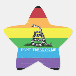 Treten Sie nicht auf mich Gadsden Flag LGBT Rainbo Stern-Aufkleber