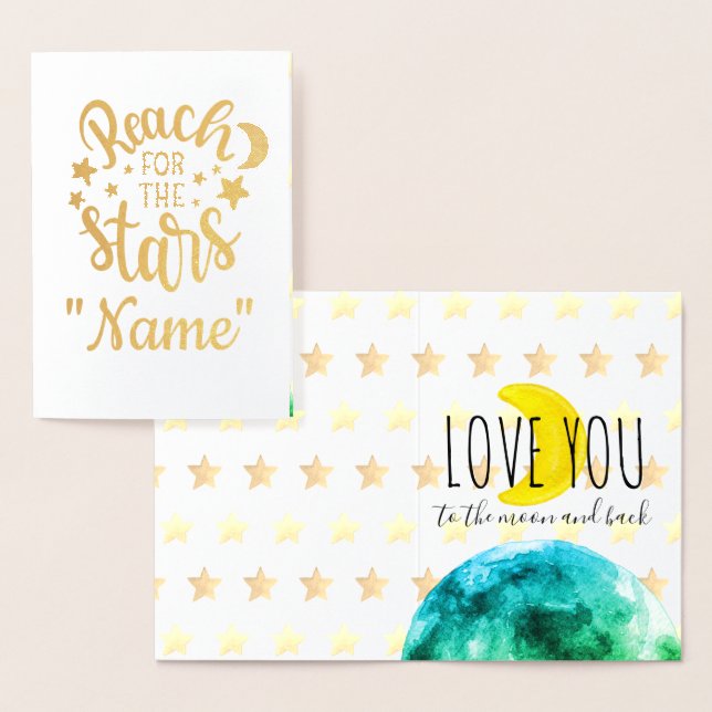 Treten Sie zu den Sternen, Liebe Sie zum Mond und  Folienkarte (Anzeige)