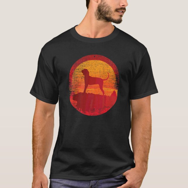 Treten Walker Coonhound Hund Retro Sunset T-Shirt (Vorderseite)