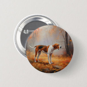Treten Walker Coonhound im Herbst Leaves Fall Button