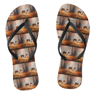Treten Walker Coonhound im Herbst Leaves Fall Flip Flops