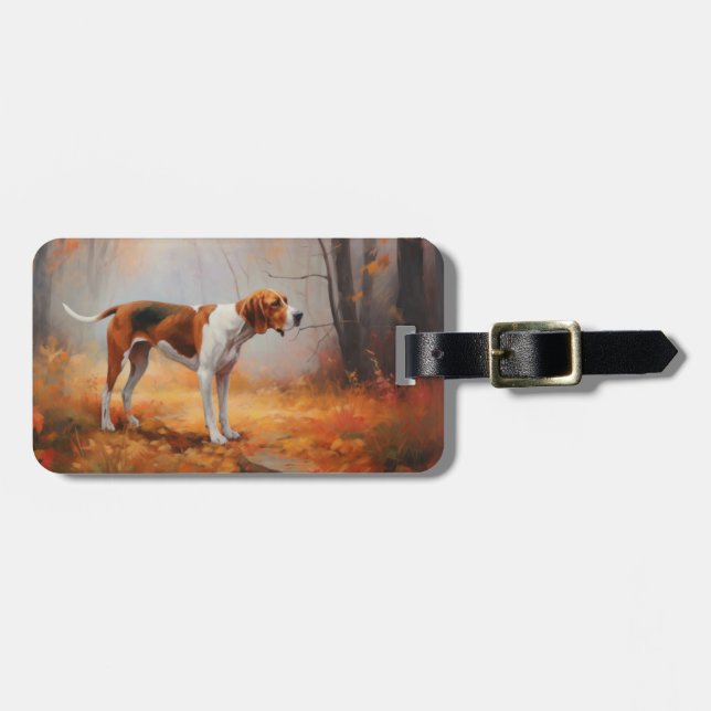 Treten Walker Coonhound im Herbst Leaves Fall Gepäckanhänger (Vorderseite horizontal)