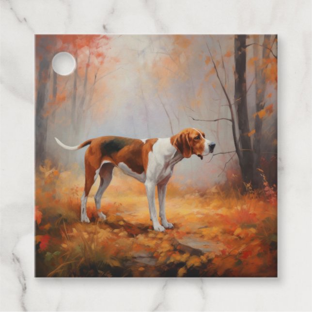 Treten Walker Coonhound im Herbst Leaves Fall Geschenkanhänger (Vorderseite)