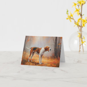 Treten Walker Coonhound im Herbst Leaves Fall Karte