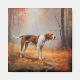 Treten Walker Coonhound im Herbst Leaves Fall Magnet