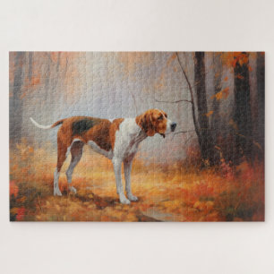 Treten Walker Coonhound im Herbst Leaves Fall Puzzle