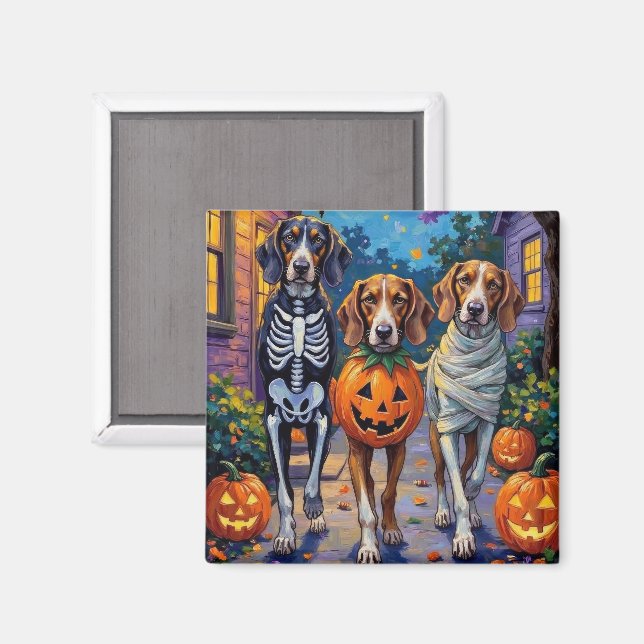 Treten Walker Coonhound in Halloween-Kostümen Magnet (Vorderseite/Rückseite)