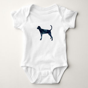 Treting Walker Coonhound Wasserfarbe Silhouette Baby Strampler