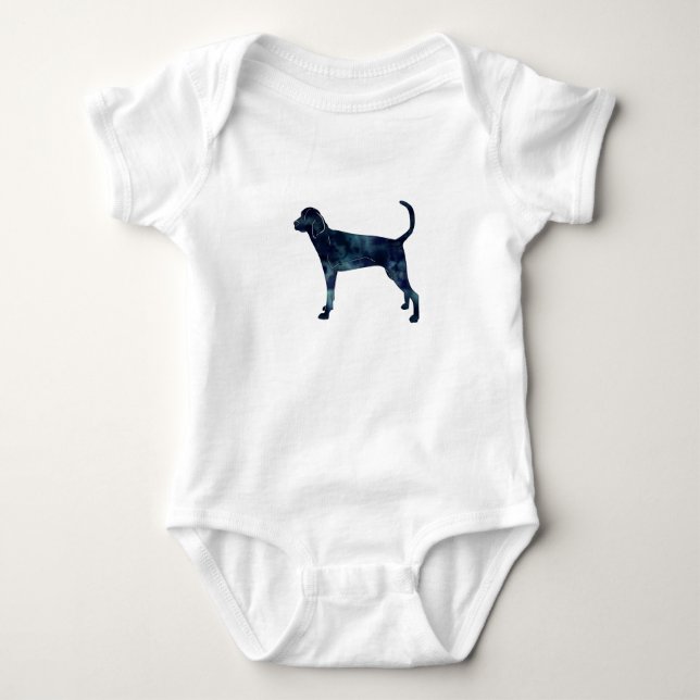 Treting Walker Coonhound Wasserfarbe Silhouette Baby Strampler (Vorderseite)