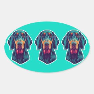 Treue Glow – Lebendiges Bluetick Coonhound Pop Art Ovaler Aufkleber