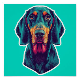 Treue Glow – Lebendiges Bluetick Coonhound Pop Art Poster