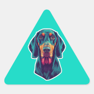 Treue Glow – Vibrantes Bluetick Coonhound Pop-Art Dreieckiger Aufkleber