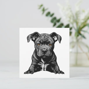 Treue Schwarze Pitbull-Welpe Stolze Hunde-Mama Pap Karte