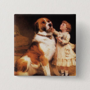 Treue von Charles Burton Barber, Saint Bernard Hun Button