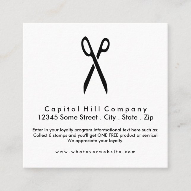 Treuehaarschere Quadrat Treuekarte (Vorderseite)