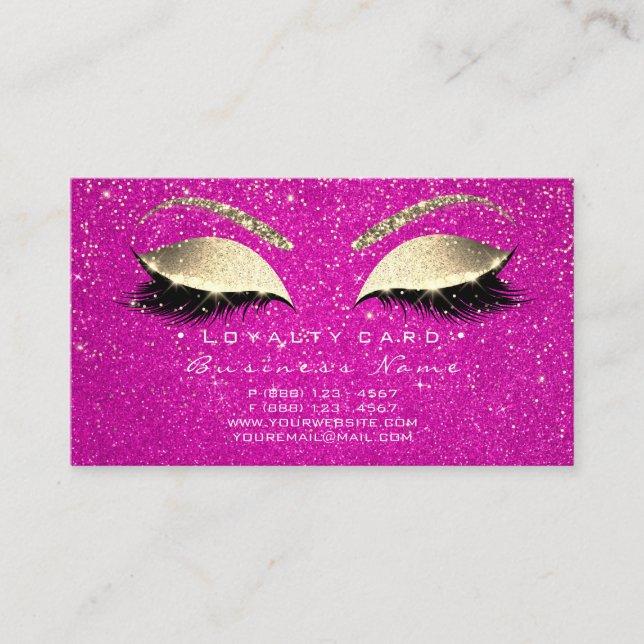 Treuekarte 6 Lashes Gold Hot Pink Crown Confetti (Vorderseite)