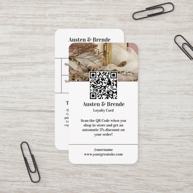 Treuekarte - Foto-zentriertes Design für Schönheit Visitenkarte (Vorderseite/Rückseite Beispiel)