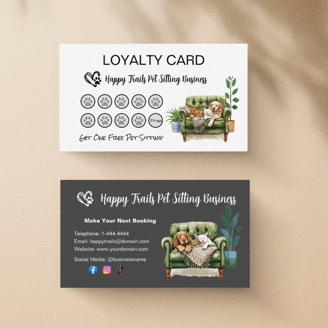 Treuekarte für Heimtiere und für Hundewanderer (Pet Care Business Loyalty Card)